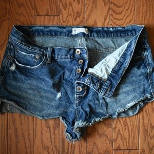 Free People Distressed Denim Shorts